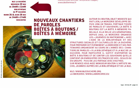 Topo-mai-juin-09- Chantiers de paroles-botes  boutons-botes  mmoire