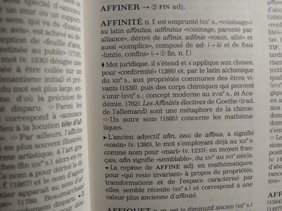 photo de l'oeuvre produite pour l'exposition Quinze ans et plus si affinits Galerie Satellite Paris 24 mai 30 juin 2007: le dictionnaire historique ouvert au mot affinit