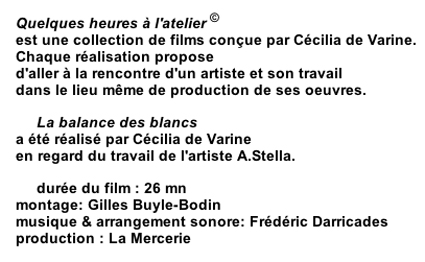image texte du gnrique de la balance des blancs, film ralis par Ccilia de Varine sur le travail de A.Stella