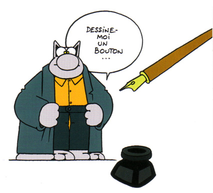  Le Chat dessine un bouton, dans Et vous Chat va? de Philippe Geluck 