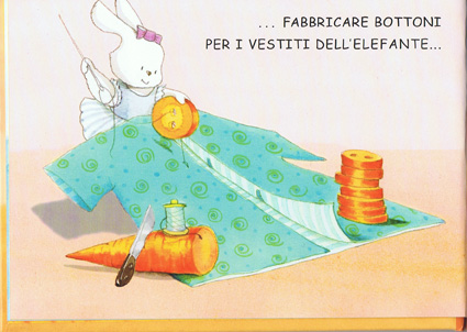 page de Carote de Maria Tosca - un lapin fabrique des boutons pour l'lphant dans une carotte
