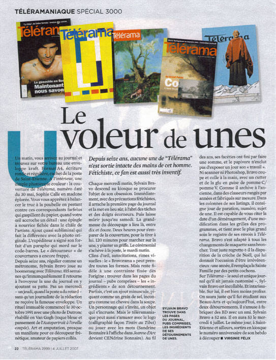  article de Telerama le voleur de unes