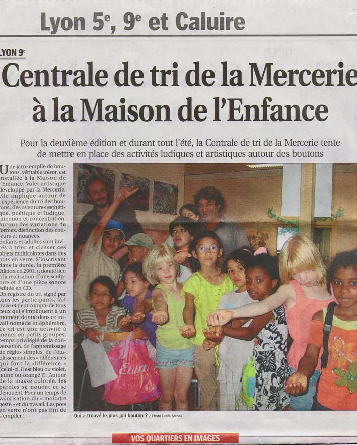 la Centrale de tri -  de La Mercerie- Maison de l'Enfance de la Duchre- Juillet-aot 2008-article du Progrs