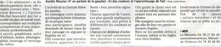 la Centrale de tri -  de La Mercerie- Maison de l'Enfance de la Duchre- Juillet-aot 2008-article du Progrs-Aurlie Mourier-le sourire de la mercire