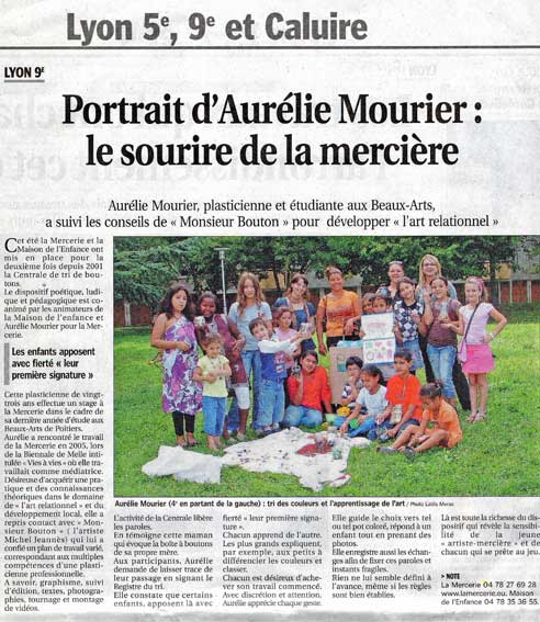 la Centrale de tri -  de La Mercerie- Maison de l'Enfance de la Duchre- Juillet-aot 2008-article du Progrs-Aurlie Mourier-le sourire de la mercire