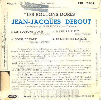 verso couverture de l'album Les boutons dors de Jean-Jacques Debout