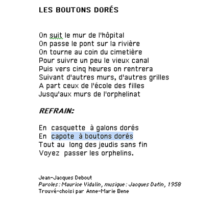 extrait des paroles de Les boutons dors de Jean-Jacques Debout