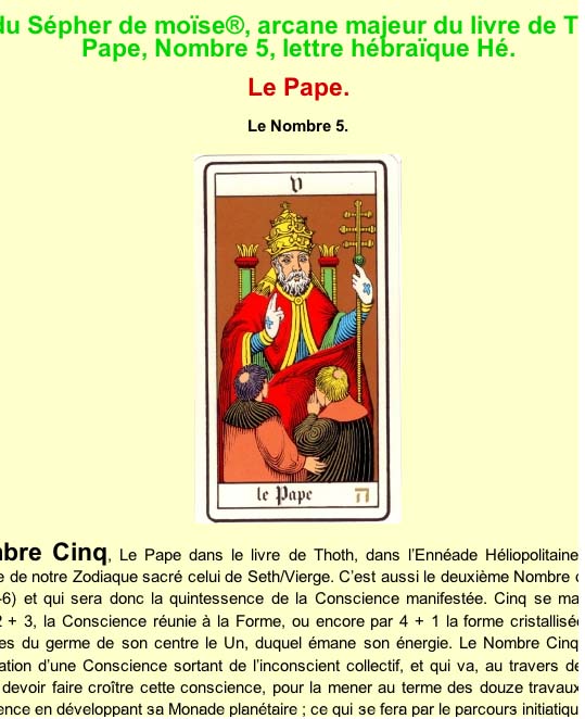 photo d'cran, l'arcane 5 intitule Le Pape