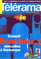 picto- couverture de Telerama - 1er avril 1992- Beaubourg délocalisé à Dunkerke