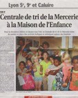 la Centrale de tri -  de La Mercerie- Maison de l'Enfance de la Duchre- Juillet-aot 2008-article du Progrs